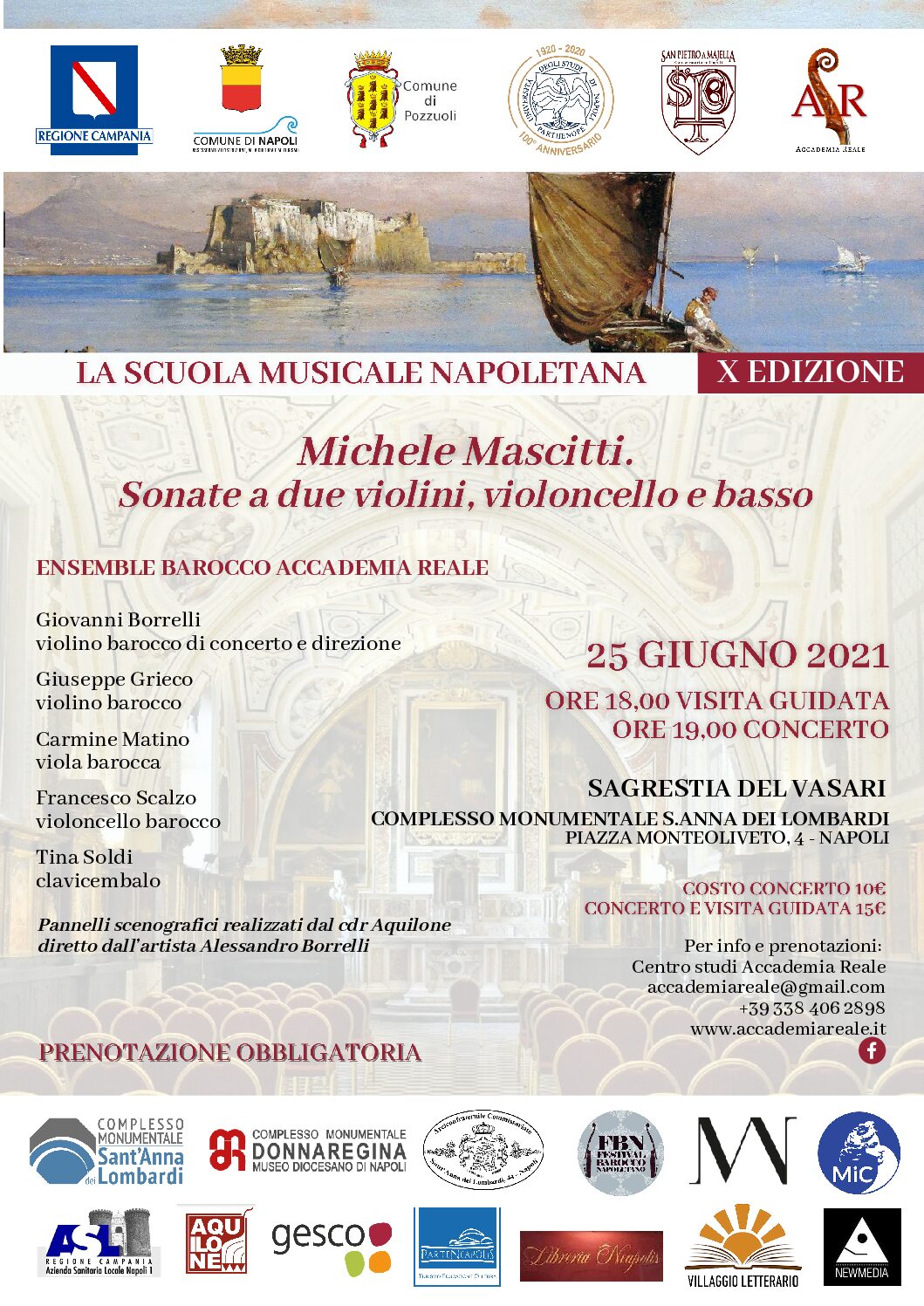 Le Sinfonie a due violini, violoncello e basso di Michele Mascitti nella Sagrestia del Vasari.